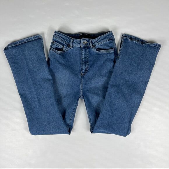 ASOS DESIGN Jeans High Rise 'Y2K' Stretch Flare Denim Midwash Blue 26/32 - Picture 3 of 11